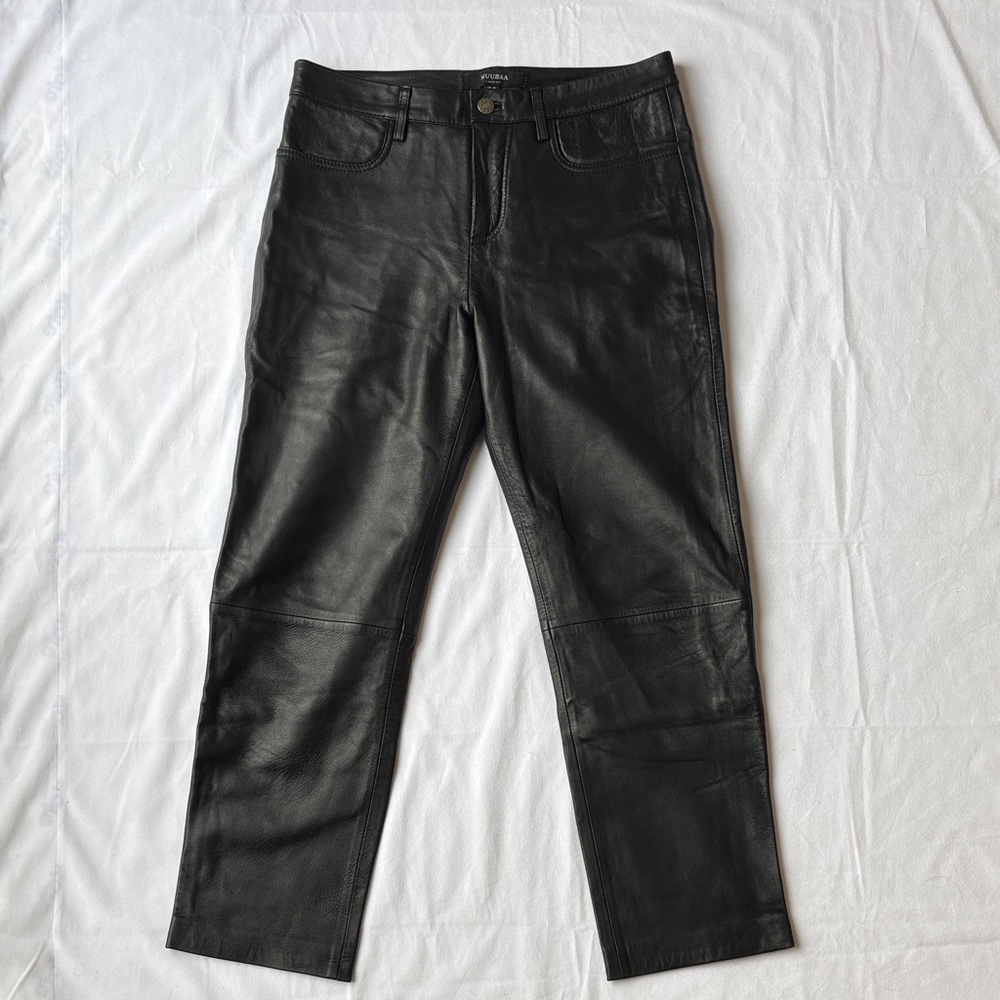 Muubaa Black Straight Leg Leather Trousers